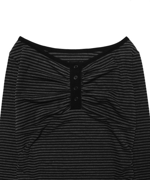 DISCHORDSOUND（ディスコードサウンド）の「ストライプシャーリングロングスリーブTシャツ [チャコール]（Tシャツ/カットソー・レディース・チャコール・FREE）」の3枚目の写真