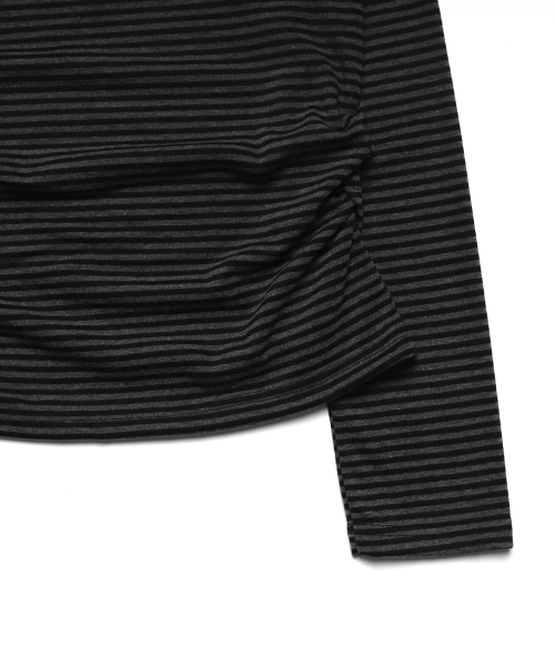 DISCHORDSOUND（ディスコードサウンド）の「ストライプシャーリングロングスリーブTシャツ [チャコール]（Tシャツ/カットソー・レディース・チャコール・FREE）」の4枚目の写真