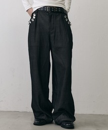 Pearl Detail Vintage In-Tuck Wide Slacks / パールディテール ヴィンテージ インタック ワイドスラックス