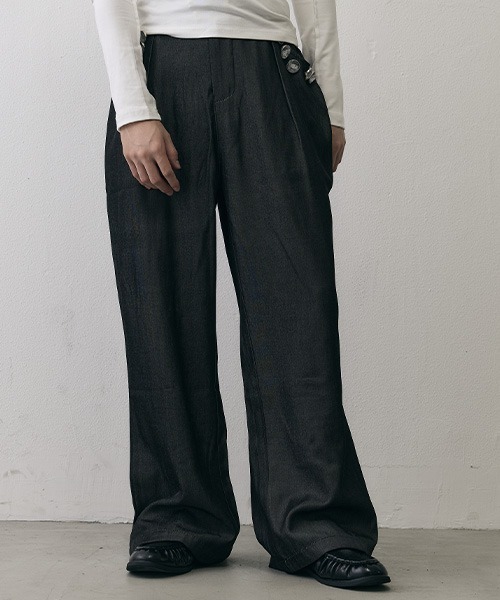 Shoowtime(ショウタイム)の「Pearl Detail Vintage In-Tuck Wide Slacks / パールディテール ヴィンテージ インタック ワイドスラックス(スラックス・メンズ・ブラック・X-LARGE/LARGE/SMALL)」の3枚目の写真