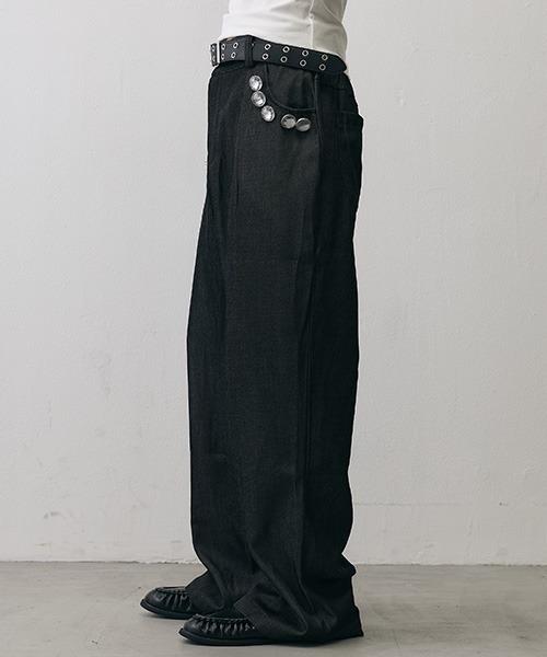Shoowtime(ショウタイム)の「Pearl Detail Vintage In-Tuck Wide Slacks / パールディテール ヴィンテージ インタック ワイドスラックス(スラックス・メンズ・ブラック・X-LARGE/LARGE/SMALL)」の4枚目の写真