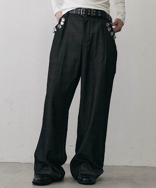 Shoowtime(ショウタイム)の「Pearl Detail Vintage In-Tuck Wide Slacks / パールディテール ヴィンテージ インタック ワイドスラックス(スラックス・メンズ・ブラック・X-LARGE/LARGE/SMALL)」の7枚目の写真