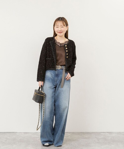 NOLLEY’S Sophi（ノーリーズソフィ）の「ファンシーツィード風カーディガンジャケット（カーディガン/ボレロ・レディース・ブラック系その他/ホワイト系その他2・38）」の3枚目の写真