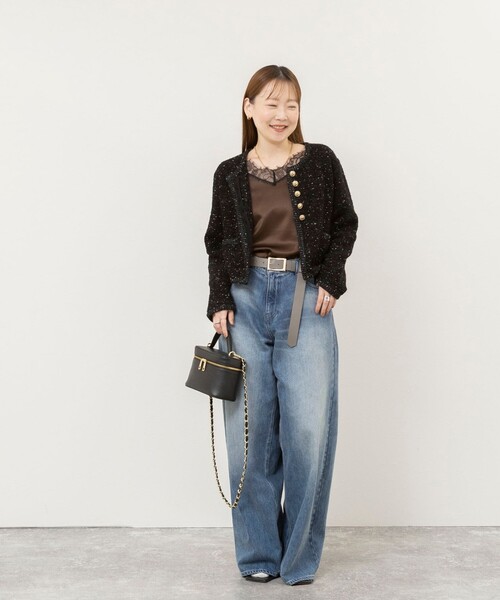 NOLLEY’S Sophi（ノーリーズソフィ）の「ファンシーツィード風カーディガンジャケット（カーディガン/ボレロ・レディース・ブラック系その他/ホワイト系その他2・38）」の4枚目の写真