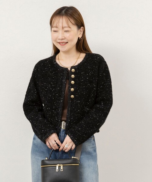 NOLLEY’S Sophi（ノーリーズソフィ）の「ファンシーツィード風カーディガンジャケット（カーディガン/ボレロ・レディース・ブラック系その他/ホワイト系その他2・38）」の8枚目の写真