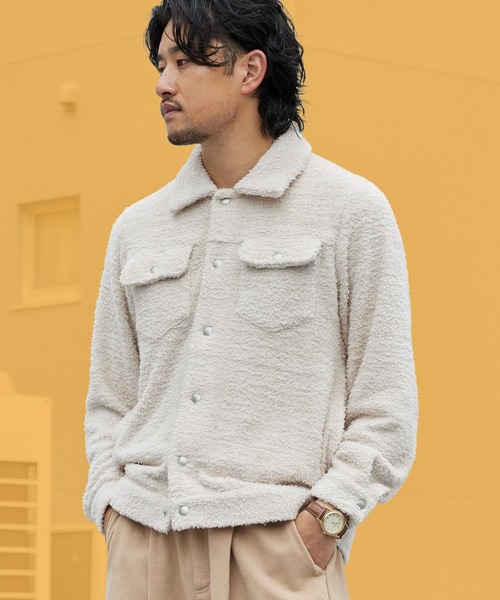 WP WESTPOINT(ダブルピーウエストポイント)の「WP WESTPOINT/ダブルピー ウエストポイント ふわモコニットGジャン カーディガン 襟付き 胸ポケット フロントボタン カジュアル メンズ レディース 2026年 秋 秋服 冬 冬服(ブルゾン・メンズ・ネイビー/ライトベージュ・S/M/L/XL)」の1枚目の写真