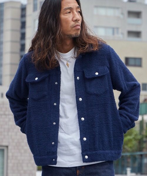 WP WESTPOINT(ダブルピーウエストポイント)の「WP WESTPOINT/ダブルピー ウエストポイント ふわモコニットGジャン カーディガン 襟付き 胸ポケット フロントボタン カジュアル メンズ レディース 2026年 秋 秋服 冬 冬服(ブルゾン・メンズ・ネイビー/ライトベージュ・S/M/L/XL)」の17枚目の写真