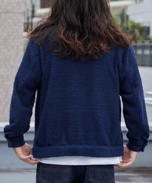 WP WESTPOINT(ダブルピーウエストポイント)の「WP WESTPOINT/ダブルピー ウエストポイント ふわモコニットGジャン カーディガン 襟付き 胸ポケット フロントボタン カジュアル メンズ レディース 2026年 秋 秋服 冬 冬服(ブルゾン・メンズ・ネイビー/ライトベージュ・S/M/L/XL)」の9枚目の写真