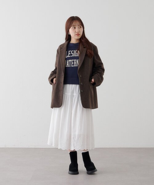 DISCOAT(ディスコート)の「刺繍レースミドルスカート(スカート・レディース・ブラック/オフホワイト・FREE)」の11枚目の写真