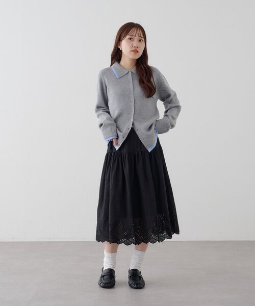 DISCOAT(ディスコート)の「刺繍レースミドルスカート(スカート・レディース・ブラック/オフホワイト・FREE)」の15枚目の写真