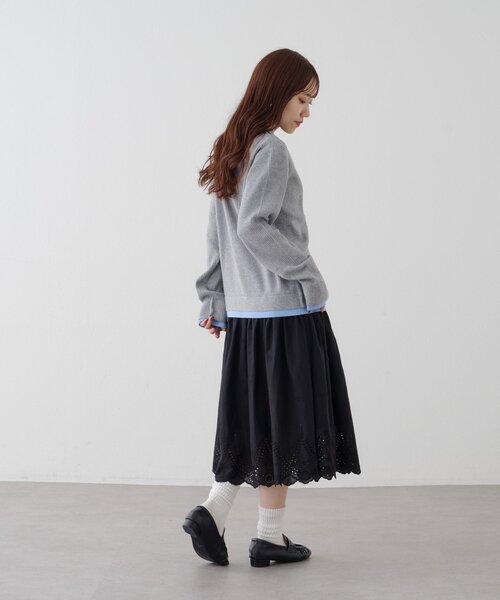 DISCOAT(ディスコート)の「刺繍レースミドルスカート(スカート・レディース・ブラック/オフホワイト・FREE)」の16枚目の写真