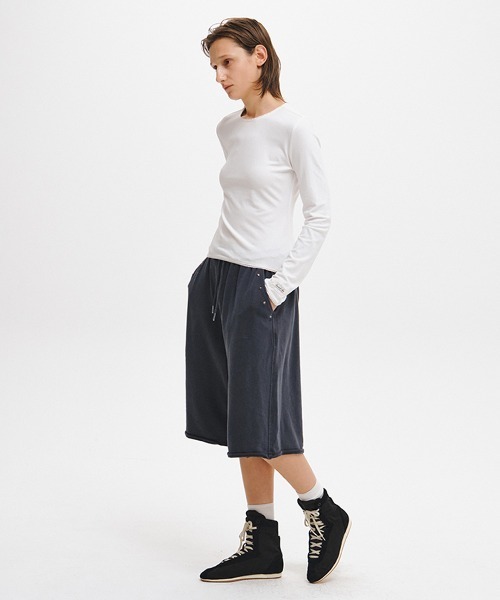 GENERAL IDEA(ジェネラルアイデア)の「【GENERAL IDEA】ヴィンテージピグメントバミューダパンツ / VINTAGE PIGMENT-WASHED BERMUDA SHORTS(スラックス・レディース・チャコール/ブラウン・L/M/S)」の7枚目の写真