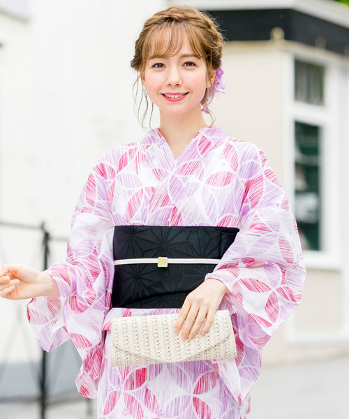 bonheur saisons（ボヌールセゾン）の「浴衣3点セット（浴衣＋帯＋下駄）「bonheur saisons/ボヌールセゾン」（浴衣・レディース・ホワイト×ブルー/グレー系その他/ブルー系その他/ピンク系その他/ホワイト系その他2/ホワイト系その他3/ホワイト系その他4/ブルー系その他5/ピンク系その他2・FREE/フリー）」の8枚目の写真