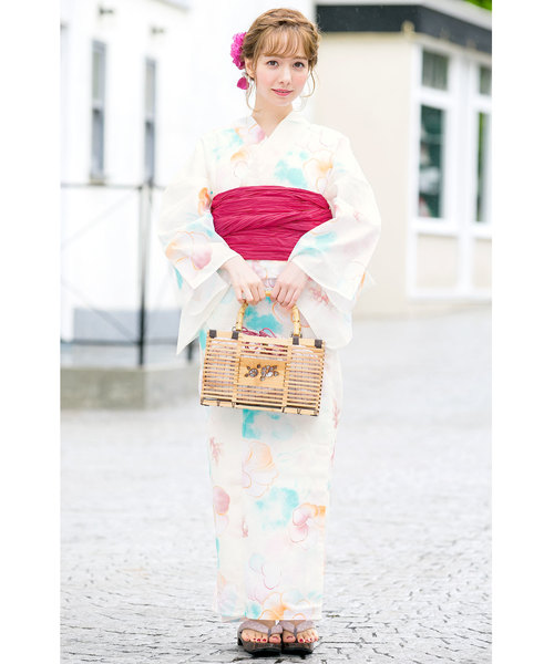 bonheur saisons（ボヌールセゾン）の「浴衣3点セット（浴衣＋帯＋下駄）「bonheur saisons/ボヌールセゾン」（浴衣・レディース・ホワイト×ブルー/グレー系その他/ブルー系その他/ピンク系その他/ホワイト系その他2/ホワイト系その他3/ホワイト系その他4/ブルー系その他5/ピンク系その他2・FREE/フリー）」の22枚目の写真