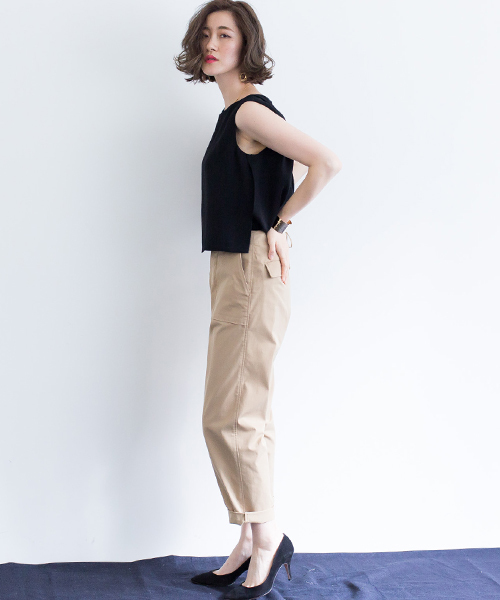 STUDIOUS（ステュディオス）の「バックレースアップベイカーパンツ（チノパンツ・レディース・ベージュ/ネイビー/カーキ/キャメル・1/0）」の17枚目の写真