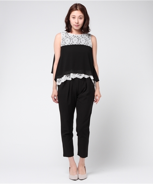 TRUDEA(トルディア)の「2WAYマントトップス タックテーパードパンツ セットアップ(セットアップ・レディース・ブラック/ベージュ/ネイビー/ピンク・MEDIUM/SMALL/LARGE/X-LARGE)」の5枚目の写真