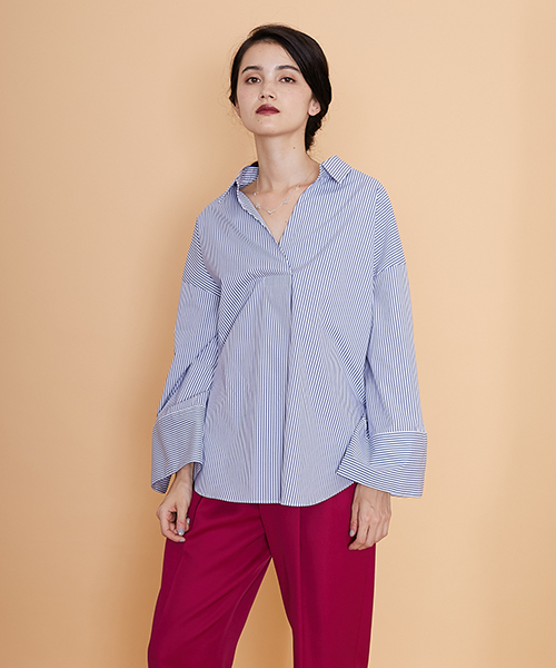 UNITED TOKYO（ユナイテッドトウキョウ）の「ワイドスリーブスキッパーシャツ（シャツ/ブラウス・レディース・ホワイト/サックスブルー/ブラック・1）」の9枚目の写真