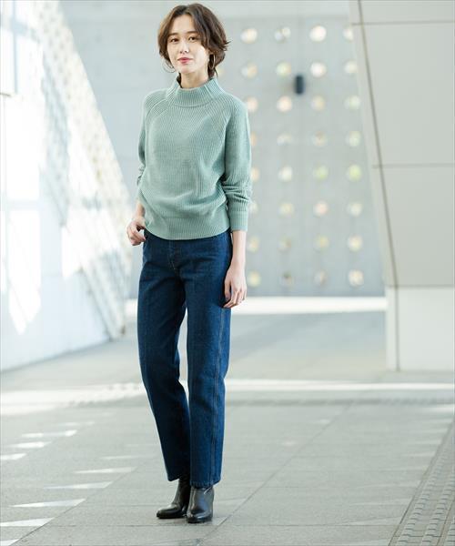 ADAM ET ROPE'（アダムエロペ）の「コットンアクリル畦編プルオーバー（ニット/セーター・レディース・チャコールグレー/オフホワイト/グリーン/マスタード・FREE）」の7枚目の写真