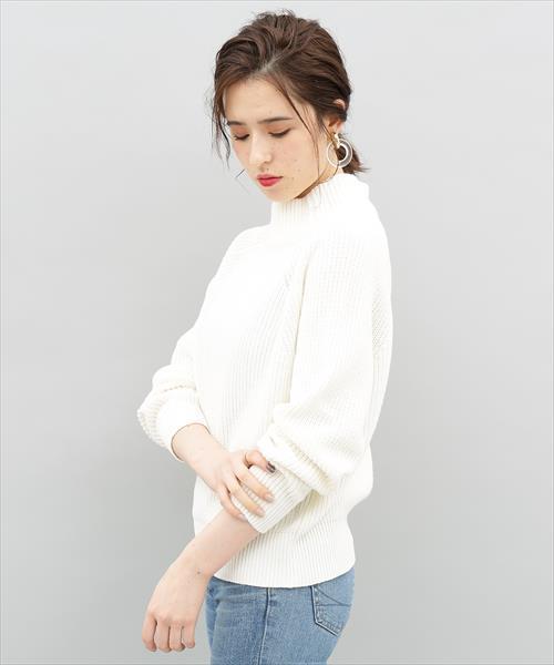 ADAM ET ROPE'（アダムエロペ）の「コットンアクリル畦編プルオーバー（ニット/セーター・レディース・チャコールグレー/オフホワイト/グリーン/マスタード・FREE）」の9枚目の写真