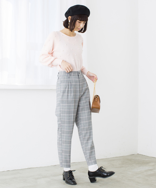 WEGO（ウィゴー）の「WEGO/チェックタックテーパードパンツ（スラックス・レディース・グレー系その他2/ブルー系その他4・MEDIUM/LARGE）」の7枚目の写真