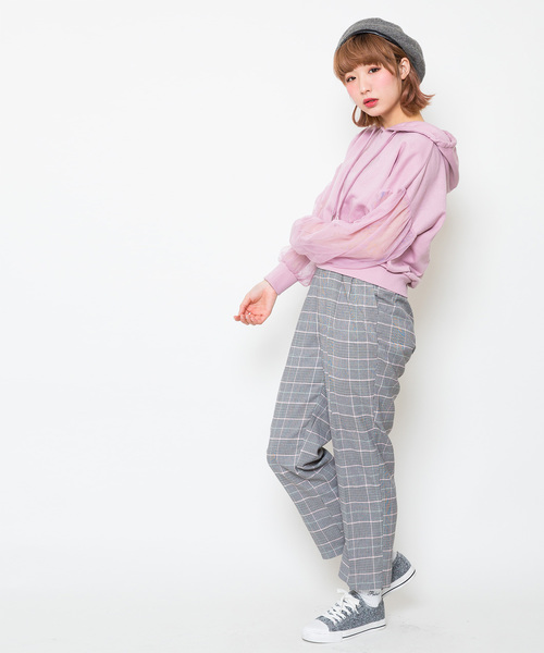 WEGO（ウィゴー）の「WEGO/チェックタックテーパードパンツ（スラックス・レディース・グレー系その他2/ブルー系その他4・MEDIUM/LARGE）」の16枚目の写真