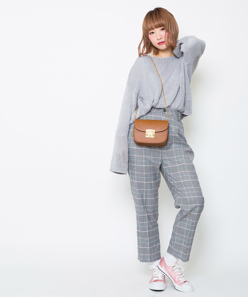 WEGO（ウィゴー）の「WEGO/チェックタックテーパードパンツ（スラックス・レディース・グレー系その他2/ブルー系その他4・MEDIUM/LARGE）」の18枚目の写真