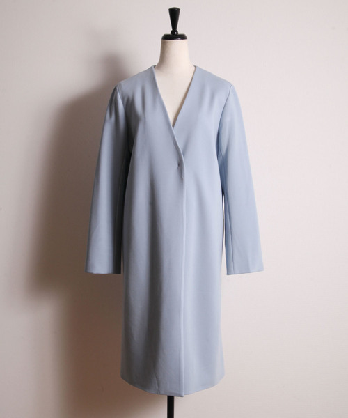 新品：Hands of creation PLUS アンゴラ混ノーカラーコート OUTER/アウター,Hands of creation/ハンズオブクリエイション