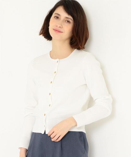 green label relaxing（グリーンレーベルリラクシング）の「[手洗い可能]KFC ミラノリブ カーディガン ◆（カーディガン/ボレロ・レディース・ブラック/ホワイト/ピンク/ライトブルー・FREE）」の2枚目の写真