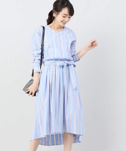 La Totalite ラトータリテ の ストライプシャツワンピース 手洗い可能 シャツワンピース Wear