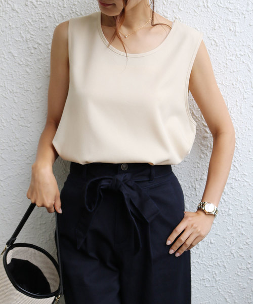 andme（アンドミー）の「とろみデシンノースリーブブラウストップス（シャツ/ブラウス・レディース・ブラック/ベージュ/ネイビー/オフホワイト・M/L）」の3枚目の写真