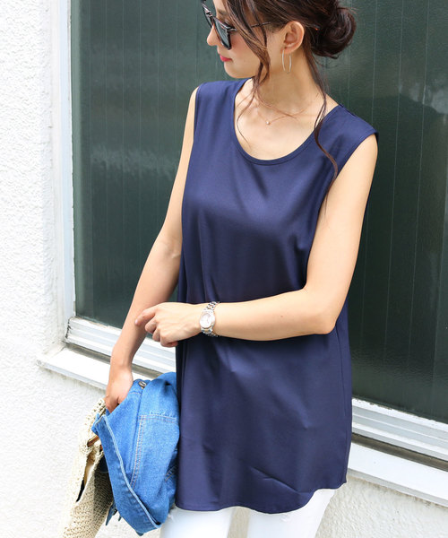 andme（アンドミー）の「とろみデシンノースリーブブラウストップス（シャツ/ブラウス・レディース・ブラック/ベージュ/ネイビー/オフホワイト・M/L）」の4枚目の写真