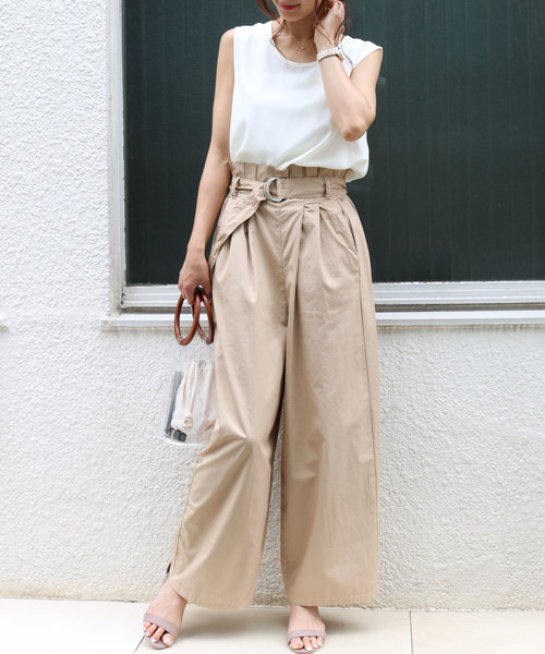 andme（アンドミー）の「とろみデシンノースリーブブラウストップス（シャツ/ブラウス・レディース・ブラック/ベージュ/ネイビー/オフホワイト・M/L）」の5枚目の写真