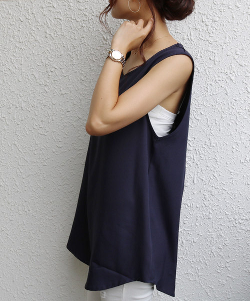 andme（アンドミー）の「とろみデシンノースリーブブラウストップス（シャツ/ブラウス・レディース・ブラック/ベージュ/ネイビー/オフホワイト・M/L）」の8枚目の写真