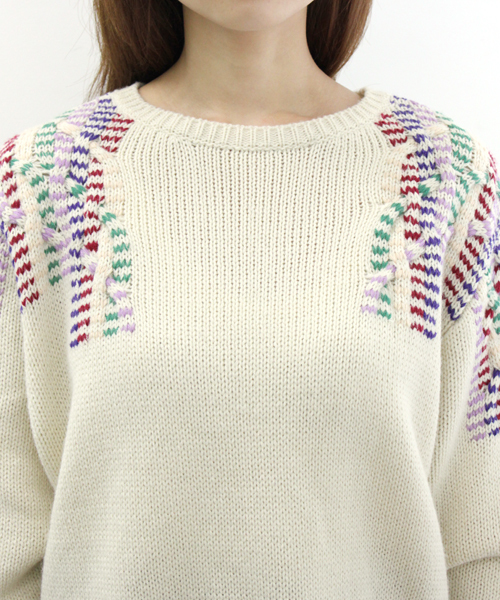Kastane（カスタネ）の「【Kastane】カラフルケーブルPO（ニット/セーター・レディース・ライトベージュ/ネイビー/グリーン・FREE）」の5枚目の写真