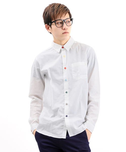 WEGO（ウィゴー）の「WEGO/カラフルボタンシャツ（シャツ/ブラウス・メンズ・ワイン/ホワイト/グリーン/ロイヤルブルー・LARGE/MEDIUM/SMALL）」の2枚目の写真