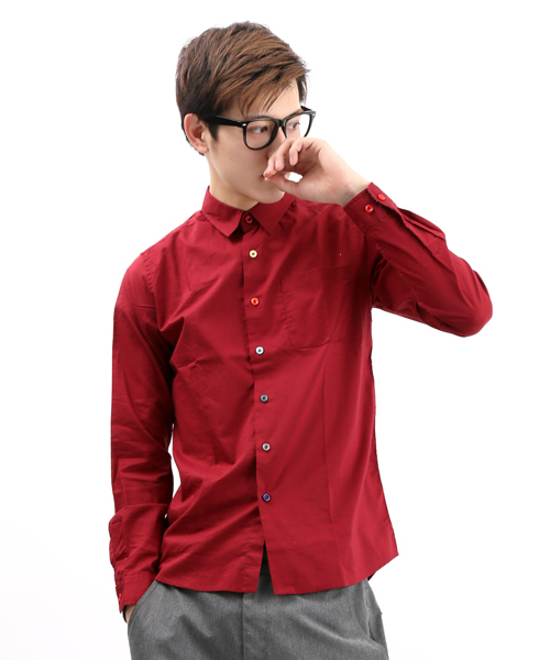 WEGO（ウィゴー）の「WEGO/カラフルボタンシャツ（シャツ/ブラウス・メンズ・ワイン/ホワイト/グリーン/ロイヤルブルー・LARGE/MEDIUM/SMALL）」の7枚目の写真