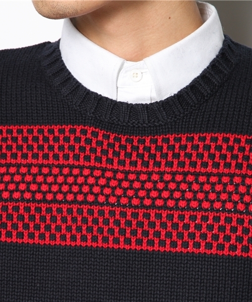 BEAMS（ビームス）の「○WARREN SCOTT / ポップコーン ボーダー クルーニット（ニット/セーター・メンズ・ブルー系その他/ネイビー・SMALL/MEDIUM/LARGE）」の4枚目の写真