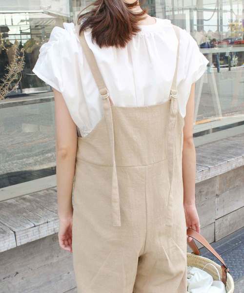 MODE ROBE（モードローブ）の「スラブガーゼサロペット（サロペット/オーバーオール・レディース・ブラック/ブラウン/ベージュ/カーキ・FREE）」の12枚目の写真