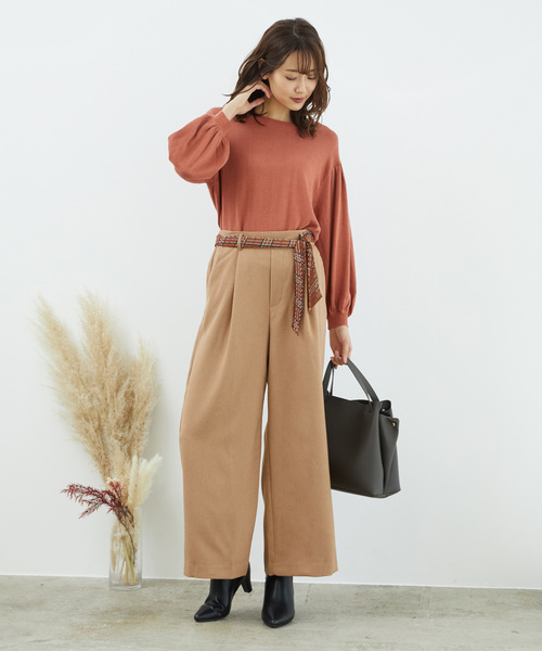 ROPE' PICNIC（ロペピクニック）の「【セットアップ対応】プレミアムフィールワイドパンツ（その他パンツ・レディース・ベージュ系その他/ネイビー/サックスブルー/キャメル/レンガ・36/38/40）」の7枚目の写真