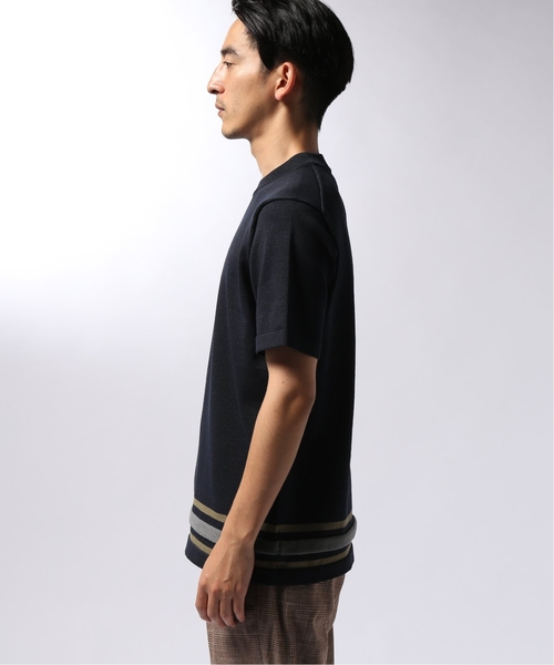 EDIFICE(エディフィス)の「SION UT パネルラインニットカットソー(Tシャツ/カットソー・メンズ・ホワイト/ベージュ/ネイビー・SMALL/MEDIUM/LARGE)」の8枚目の写真