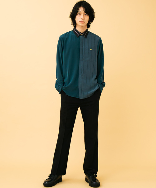 STUDIOUS(ステュディオス)の「【STUDIOUS】アシメサテンクレリックレギュラーカラーシャツ【ZOZO限定アイテム】(シャツ/ブラウス・メンズ・ブラウン/グリーン・1/2/3)」の9枚目の写真