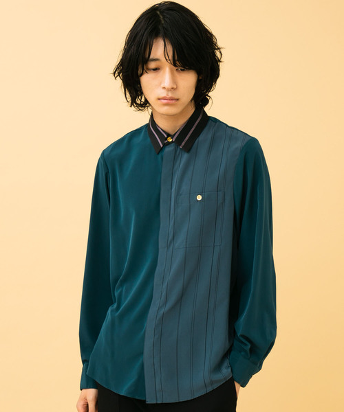 STUDIOUS】アシメサテンクレリックレギュラーカラーシャツ【ZOZO限定
