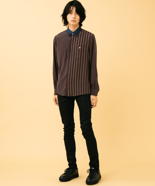 STUDIOUS(ステュディオス)の「【STUDIOUS】アシメサテンクレリックレギュラーカラーシャツ【ZOZO限定アイテム】(シャツ/ブラウス・メンズ・ブラウン/グリーン・1/2/3)」の5枚目の写真