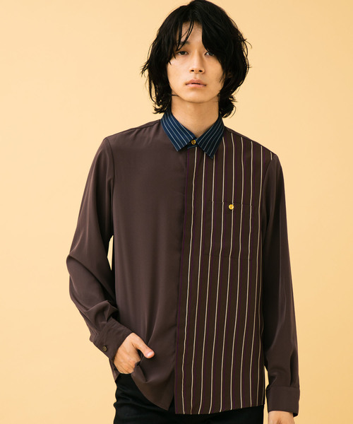 STUDIOUS】アシメサテンクレリックレギュラーカラーシャツ【ZOZO