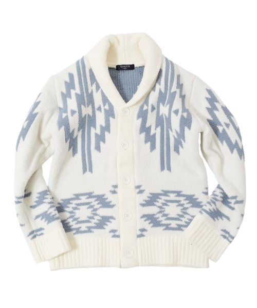 GLAZOS(グラソス)の「モールニット・ショールカラーカーディガン(カーディガン)」|ホワイト