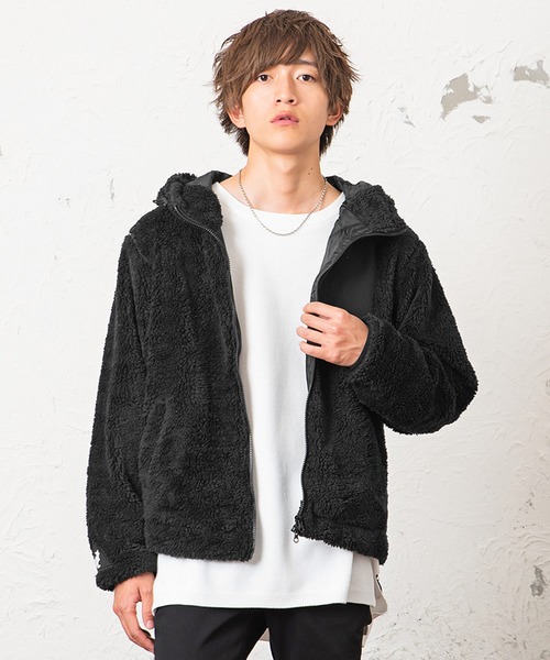 MinoriTY（マイノリティ）の「別注【KANGOL】ボアジャケット/カンゴール（その他アウター・メンズ・ブラック/レッド/オフホワイト/グリーン/モカ・M/L）」の2枚目の写真