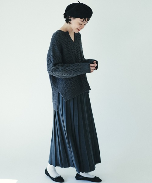 PUAL CE CIN（ピュアルセシン）の「【kanocoさん着用】ニットプリーツスカート（スカート・レディース・ブラック/ベージュ/グレー・FREE）」の12枚目の写真
