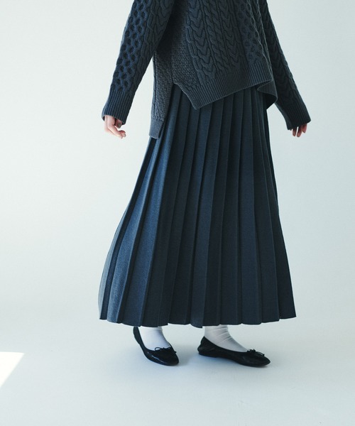 PUAL CE CIN（ピュアルセシン）の「【kanocoさん着用】ニットプリーツスカート（スカート・レディース・ブラック/ベージュ/グレー・FREE）」の6枚目の写真