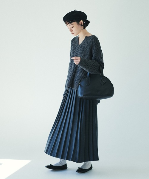 PUAL CE CIN（ピュアルセシン）の「【kanocoさん着用】ニットプリーツスカート（スカート・レディース・ブラック/ベージュ/グレー・FREE）」の20枚目の写真