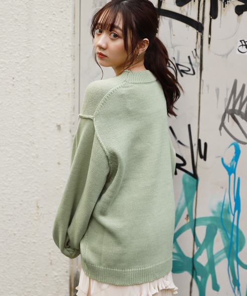 apres jour（アプレジュール）の「切り替えデザインビッグニット【ZOZOTOWN限定アイテム】（ニット/セーター・レディース・ライトブルー/ミント/モカ/ライトベージュ・フリー）」の3枚目の写真